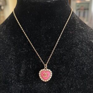 Upcycled, CHANEL Gold and Pink Heart Necklace
